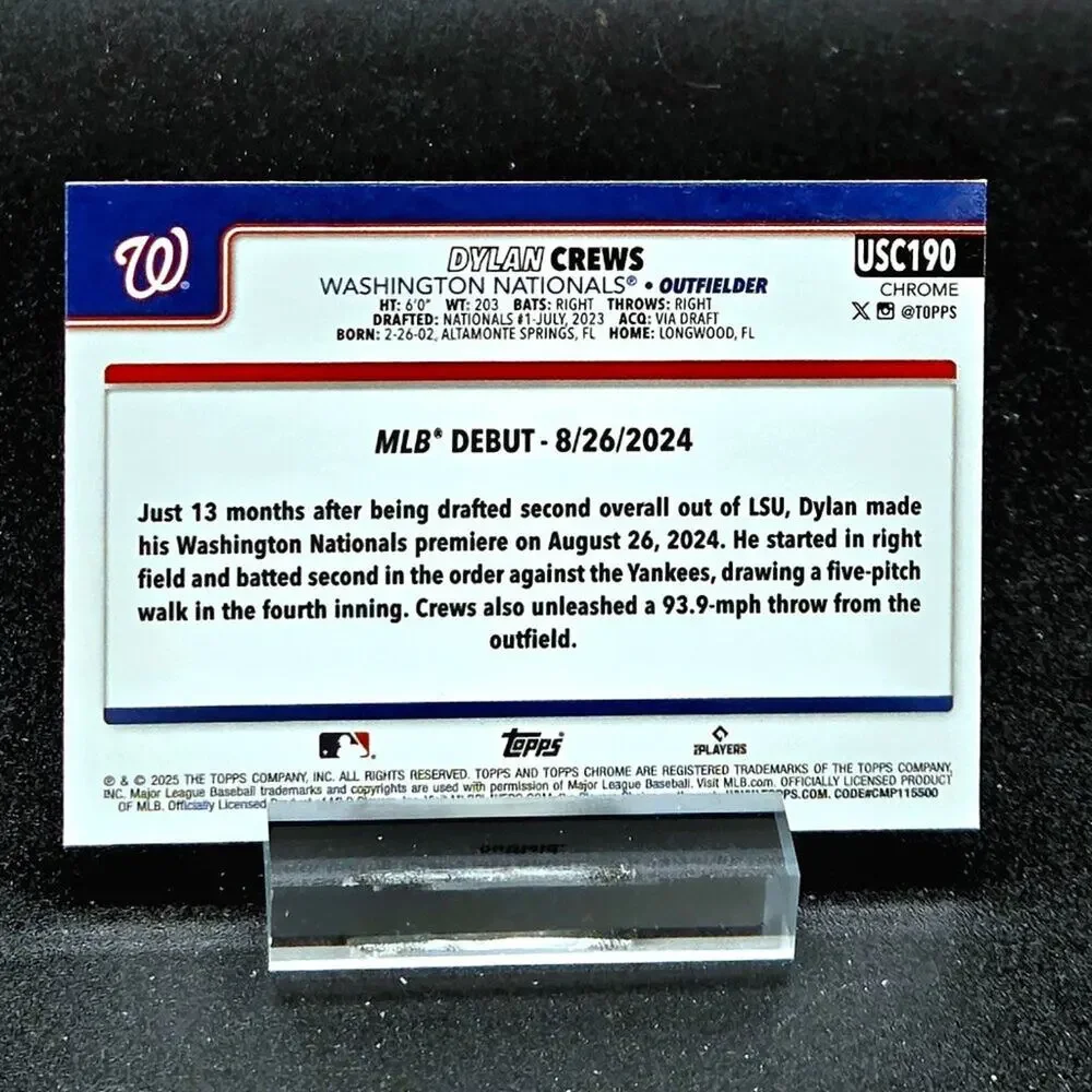 Dylan Crews Bowman Topps Chrome Ice RC's Washington Nationals Top Prospect - Picture 3 of 7